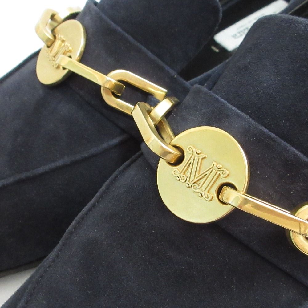 Max Mara Maxmara Suede Loafers 38 Navy — view 7