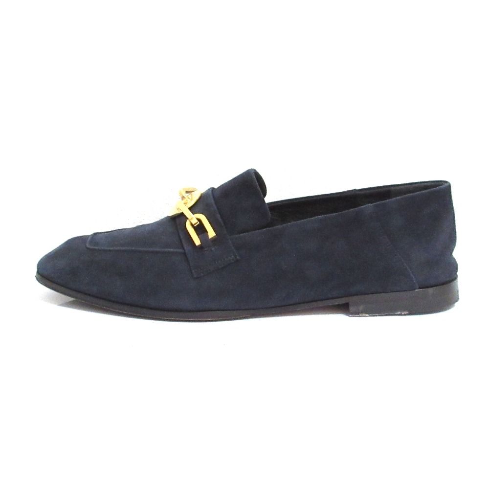 Max Mara Maxmara Suede Loafers 38 Navy — view 2