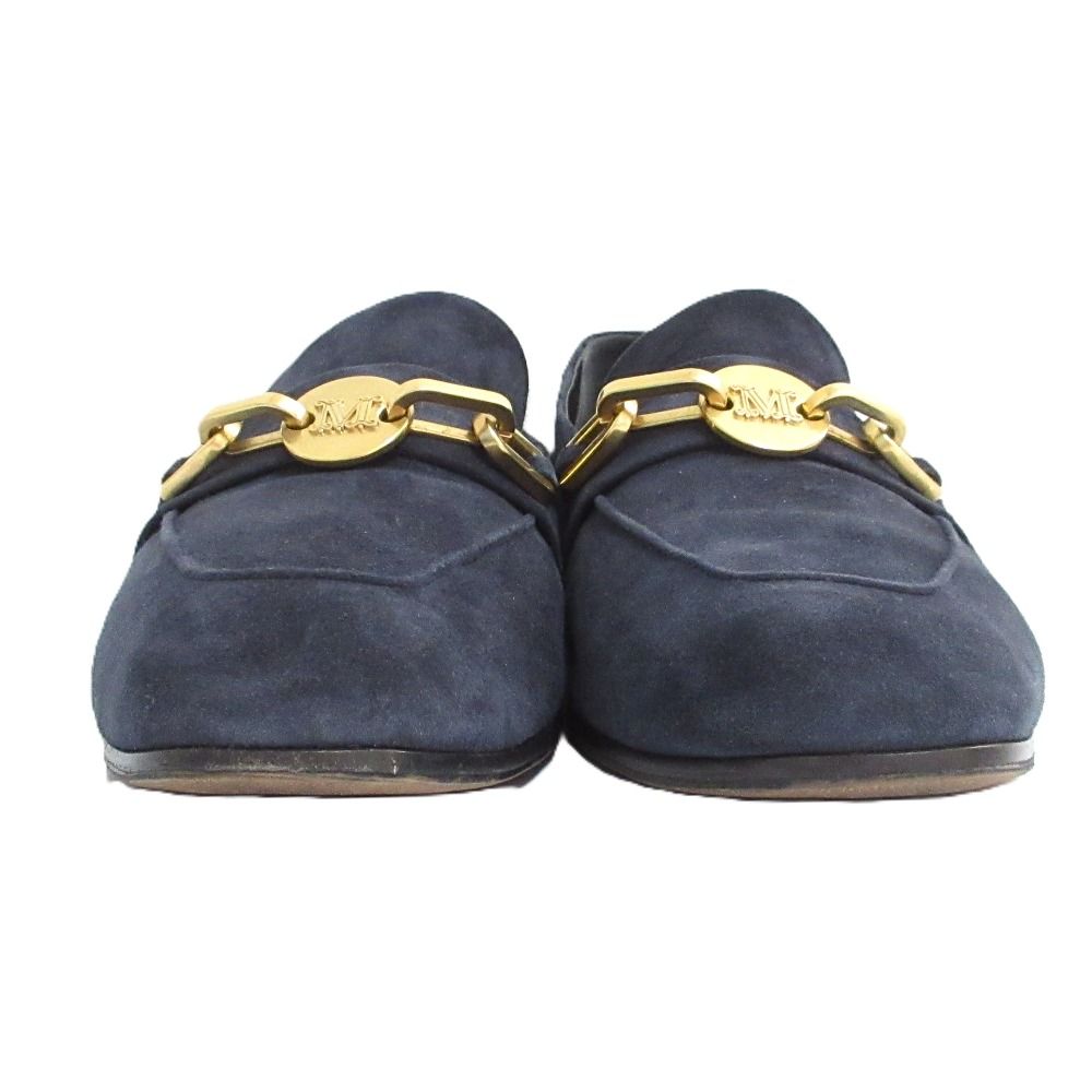 Max Mara Maxmara Suede Loafers 38 Navy — view 3
