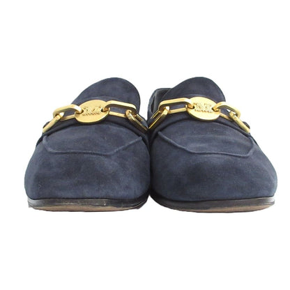 Max Mara Maxmara Suede Loafers 38 Navy — view 3