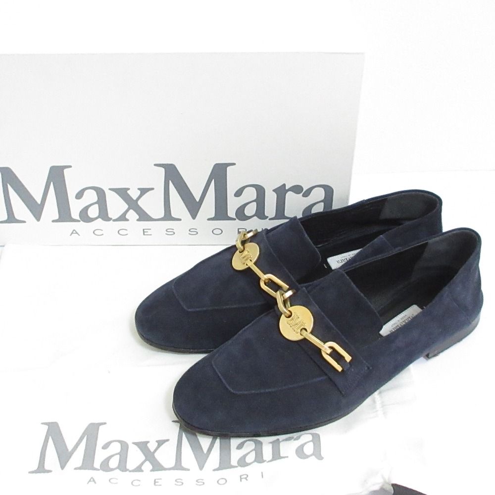 Max Mara Maxmara Suede Loafers 38 Navy