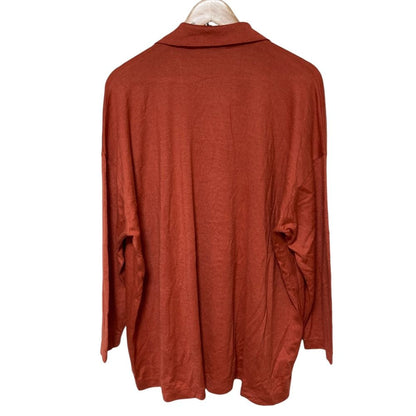 Brunello Cucinelli Cashmere Silk Oversized Knit Shirt Jacket M Orange — view 2