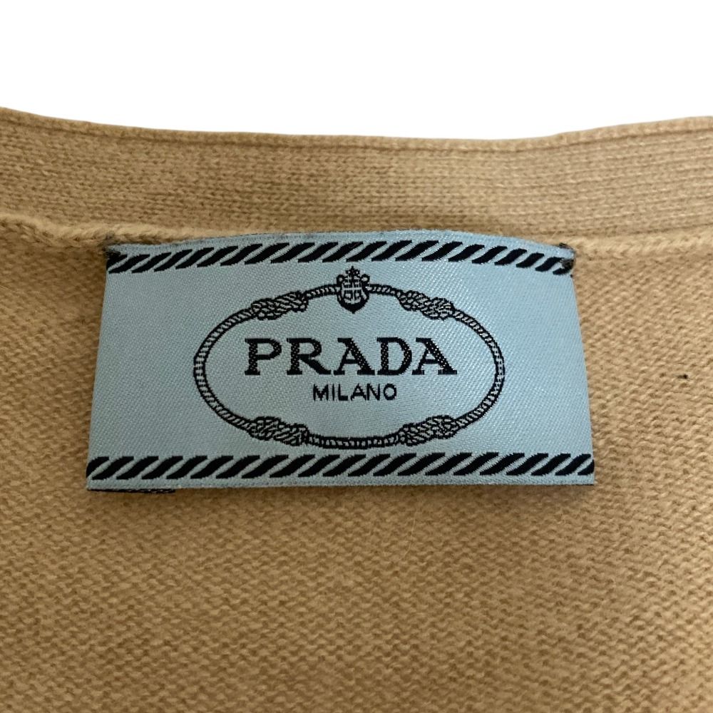 Prada Elbow Patch Cashmere Knit Cardigan 42 Beige — view 4