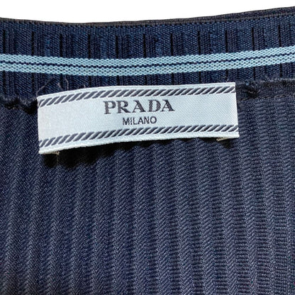 Prada Waist Logo Pleated Knit Skirt 573 38 Navy — view 8