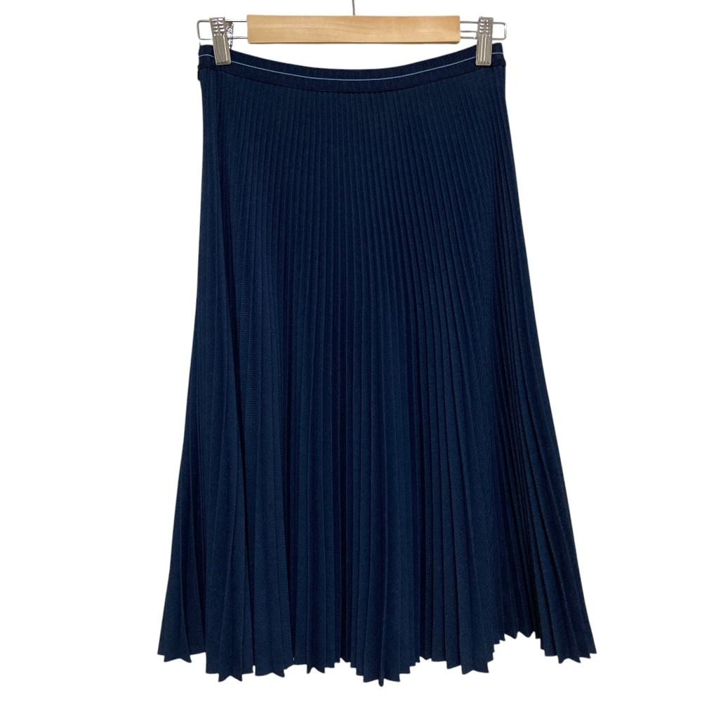 Prada Waist Logo Pleated Knit Skirt 573 38 Navy — view 4