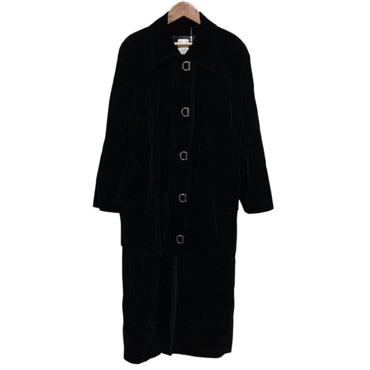Celine Vintage Horsebit Corduroy Long Coat 42 Black