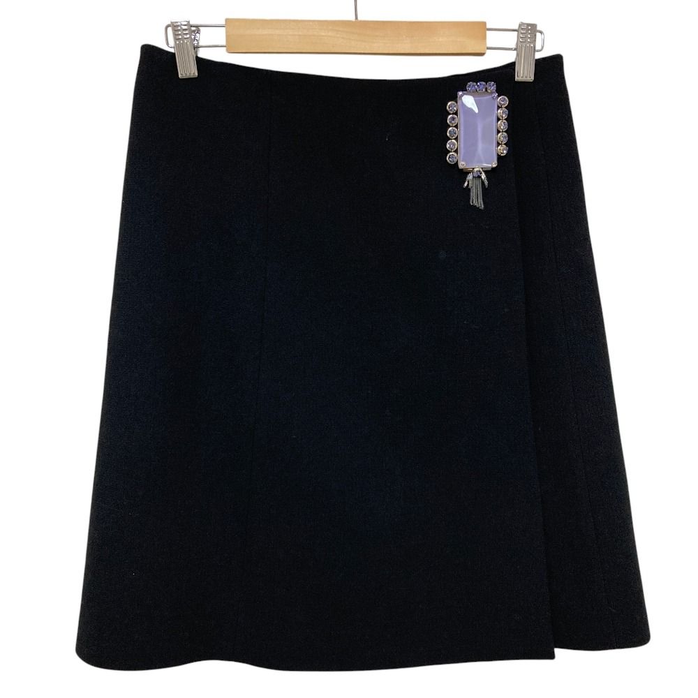 Prada Visual Wool Skirt 38 Black