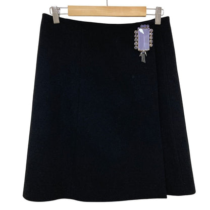 Prada Visual Wool Skirt 38 Black