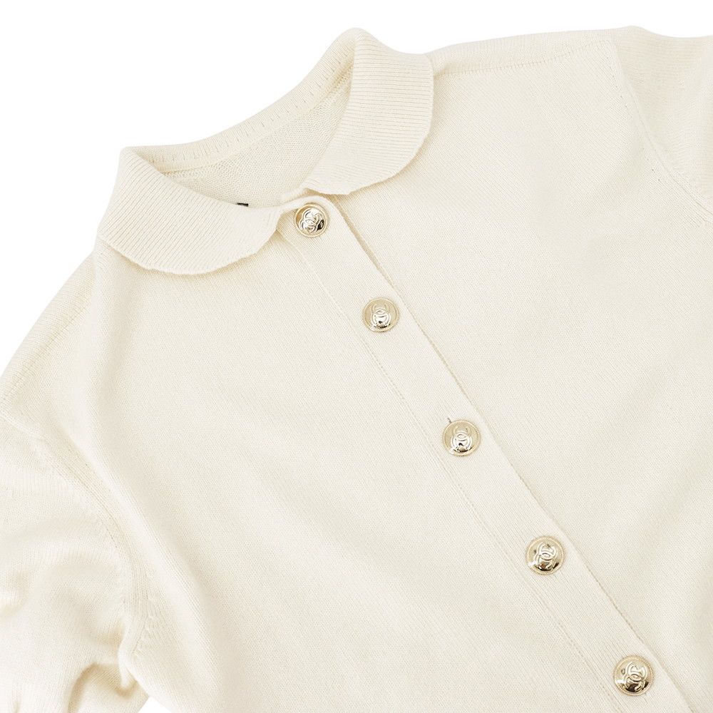 Chanel Knit CC Logo Button Short Sleeve Cashmere 34 Top Sweater — view 3