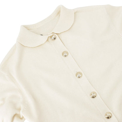 Chanel Knit CC Logo Button Short Sleeve Cashmere 34 Top Sweater — view 3