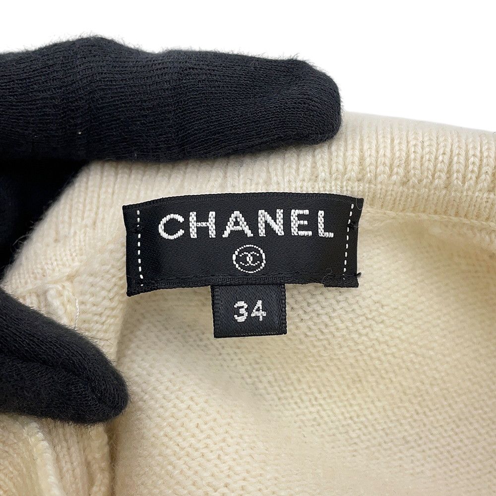 Chanel Knit CC Logo Button Short Sleeve Cashmere 34 Top Sweater — view 8