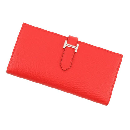 Hermes Wallet Bearn Souffle Depth Yes Rouge Tomato Silver Epsom