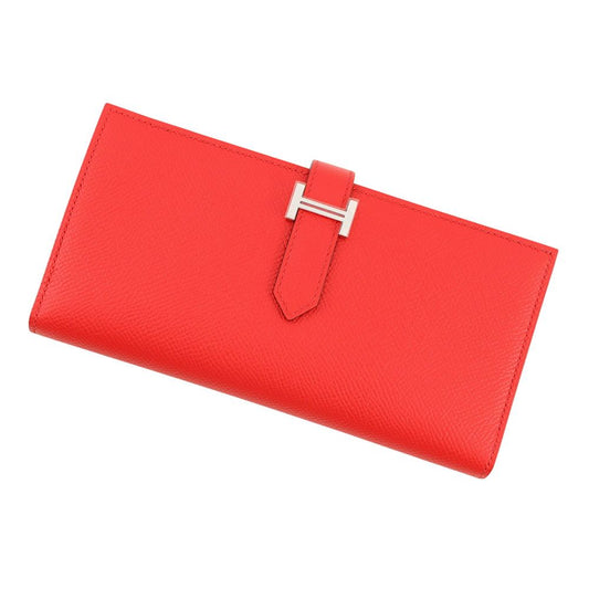 Hermes Wallet Bearn Souffle Depth Yes Rouge Tomato Silver Epsom