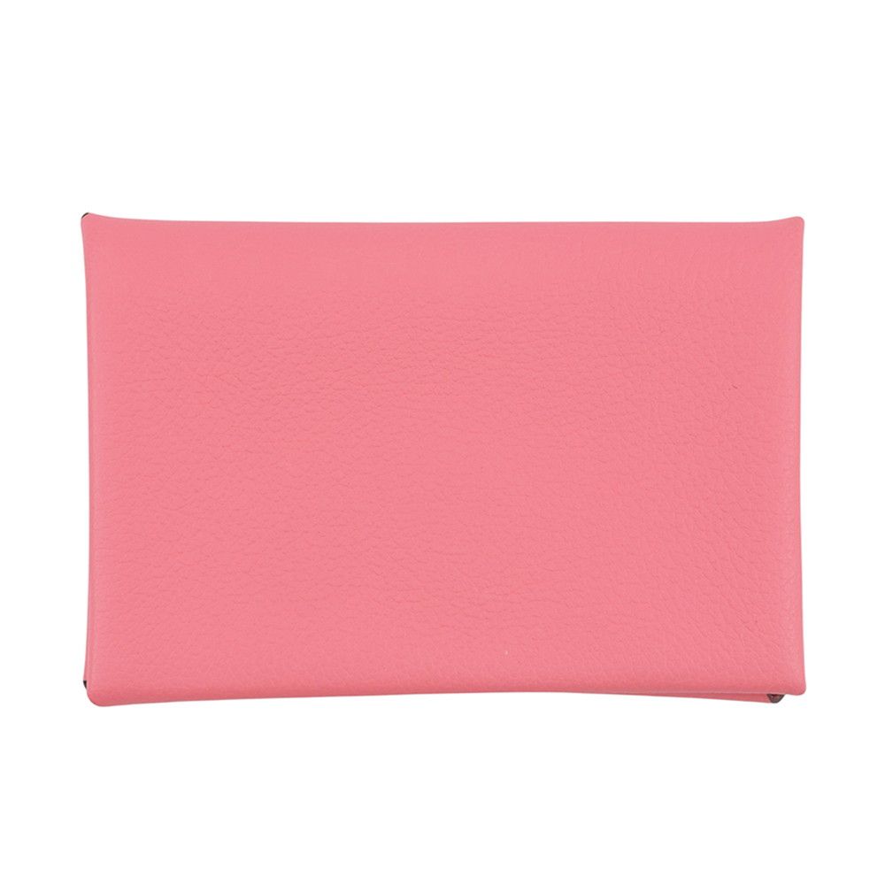 Hermes Card Case Calvi Rose Azale Color Business Holder — view 3