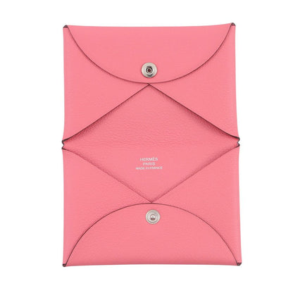 Hermes Card Case Calvi Rose Azale Color Business Holder — view 4