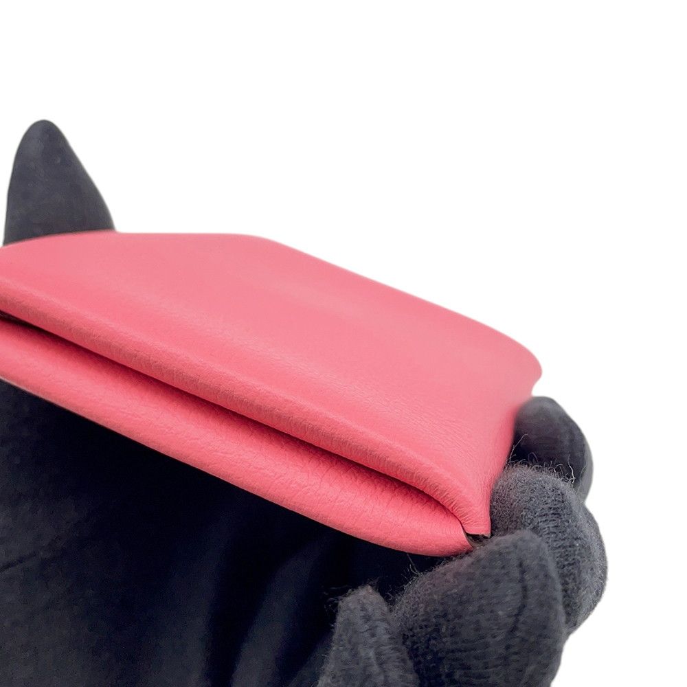 Hermes Card Case Calvi Rose Azale Color Business Holder — view 6