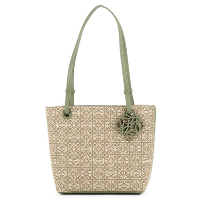 Loewe Tote Anagram Square Canvas Leather White