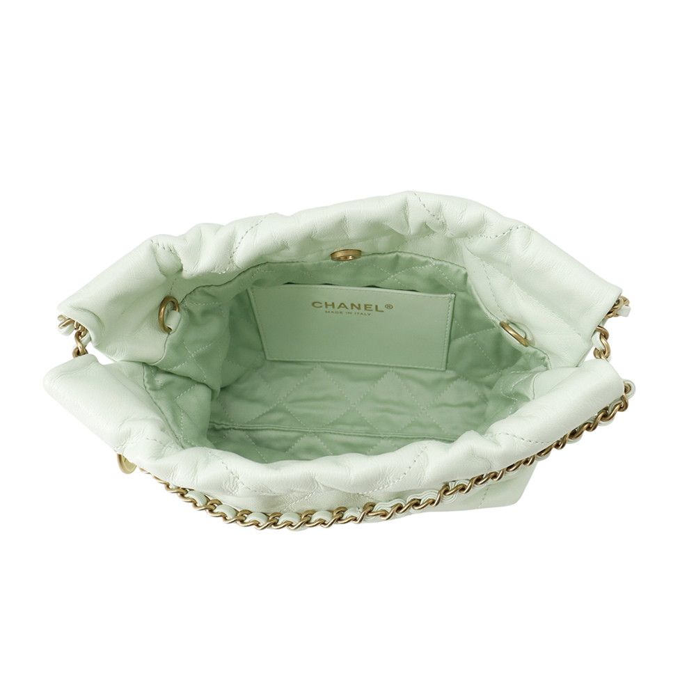 Chanel 22 Mini CC Logo Shiny Calfskin 2-Way Shoulder — view 6