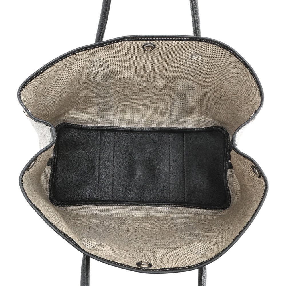 Hermes Tote Garden Party PM Beige Black Silver Toile Ash Buffalo — view 5