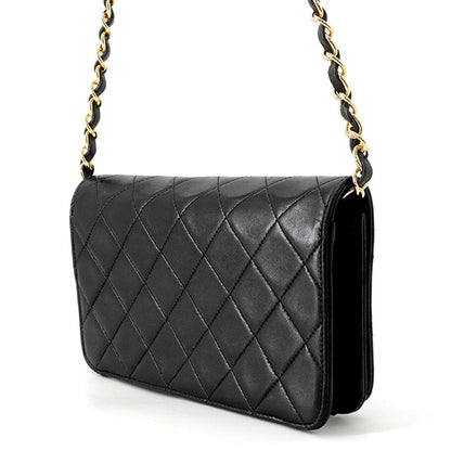 Chanel Chain Shoulder Bag Quilted CC Logo Lambskin Black — view 2