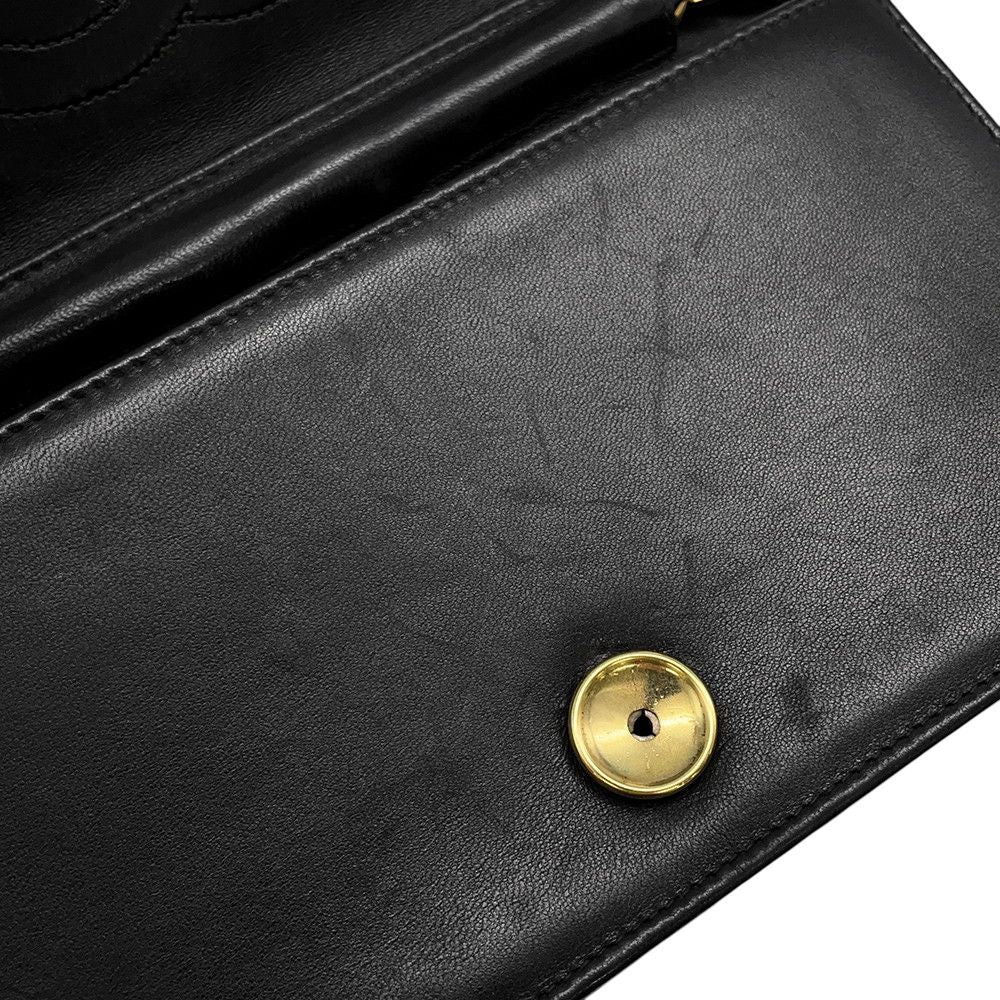 Chanel Chain Shoulder Bag Quilted CC Logo Lambskin Black — view 9
