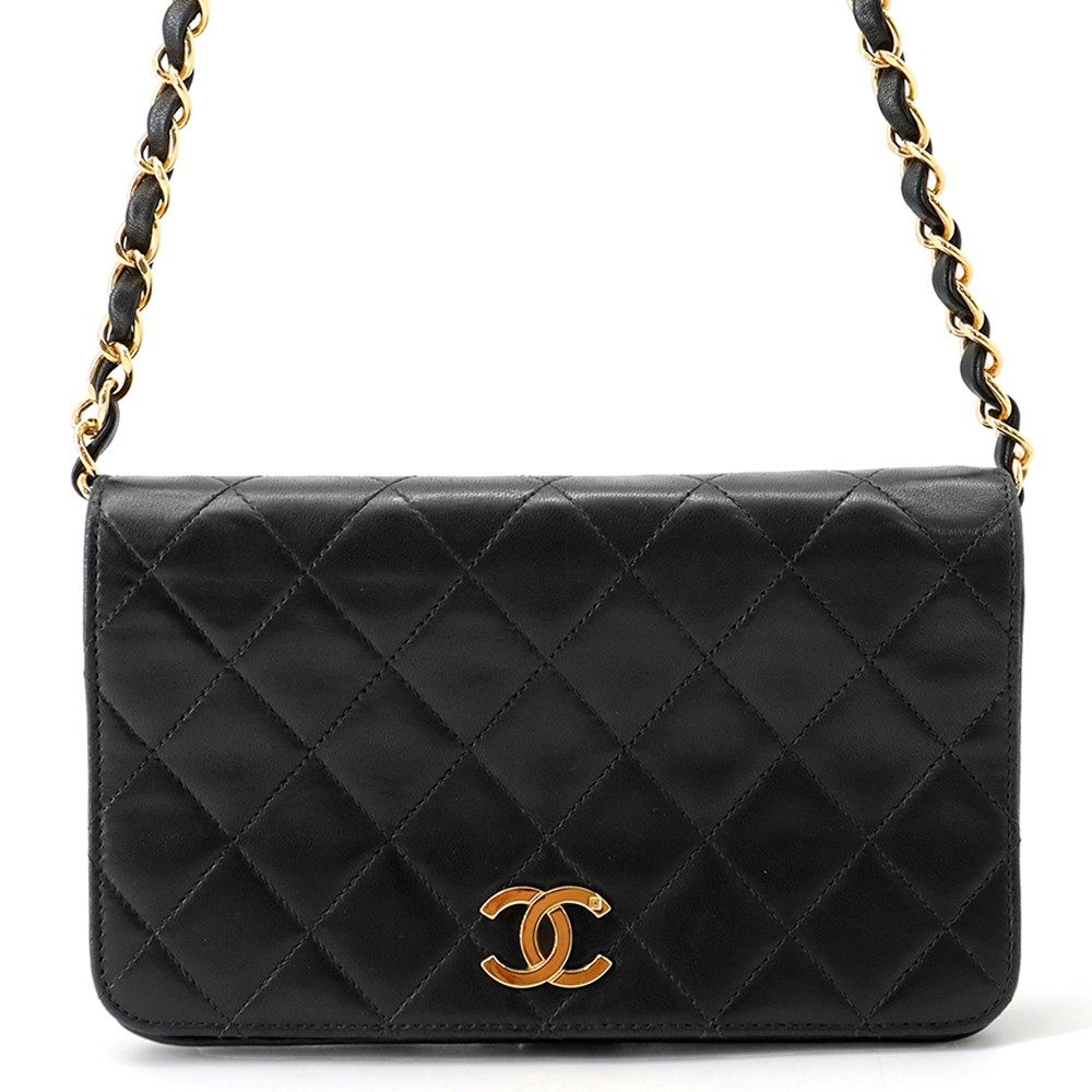 Chanel Chain Shoulder Bag Quilted CC Logo Lambskin Black