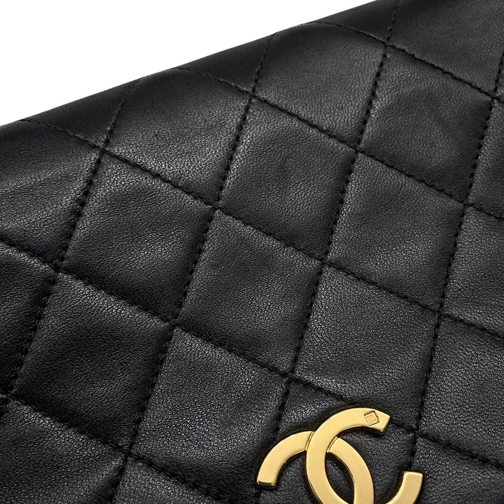 Chanel Chain Shoulder Bag Quilted CC Logo Lambskin Black — view 7