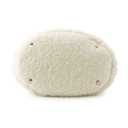 Chanel Tote CC Logo Coconage Tweed Shearling Drawstring White — view 3