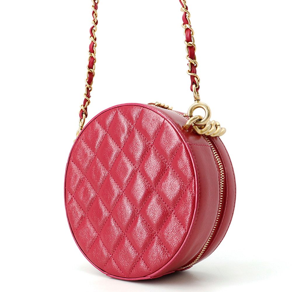Chanel Chain Shoulder Bag CC Logo Round Leather — view 2