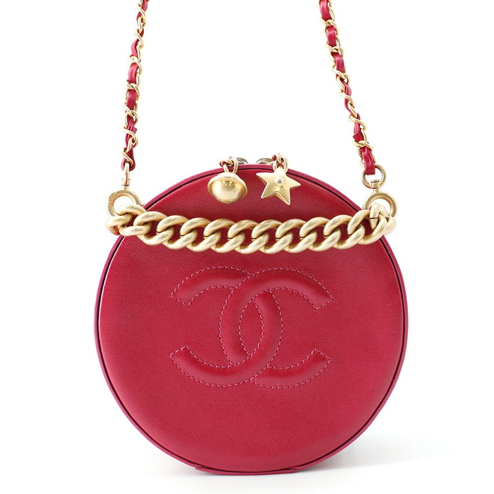 Chanel Chain Shoulder Bag CC Logo Round Leather