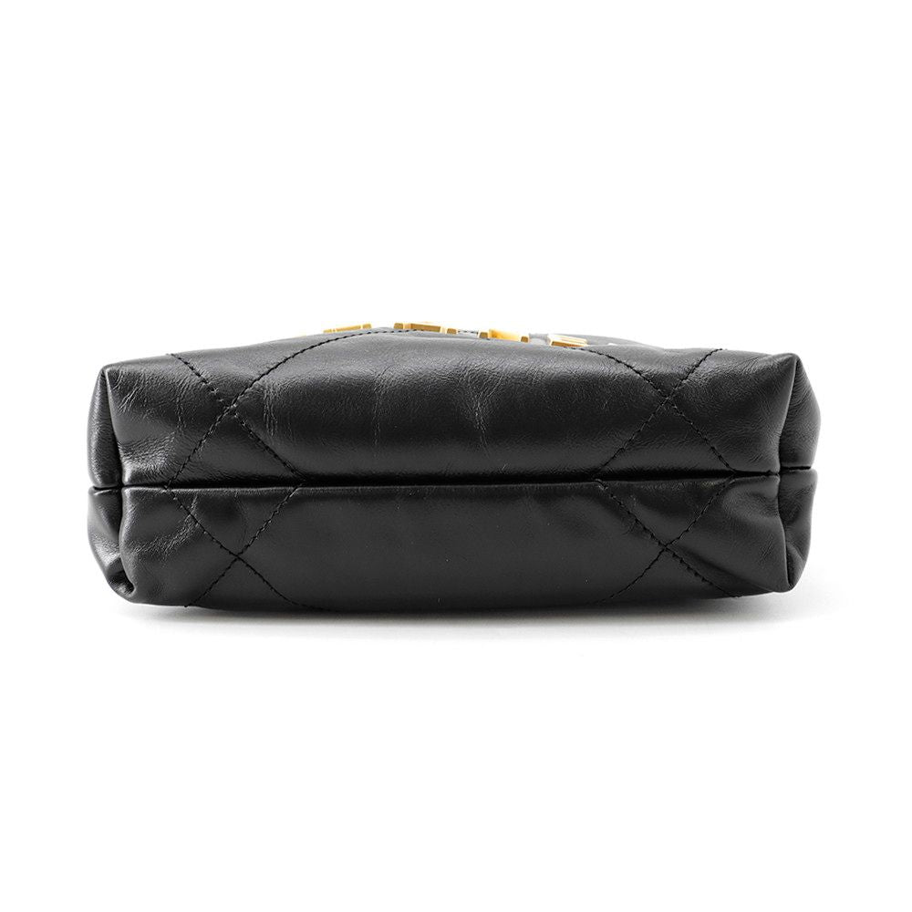 Chanel Handbag 22 Mini CC Logo Shiny Calf Leather 2-Way Black — view 3