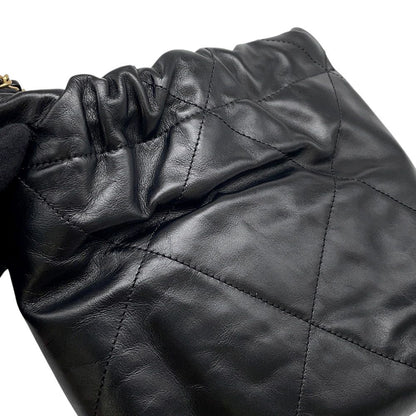 Chanel Handbag 22 Mini CC Logo Shiny Calf Leather 2-Way Black — view 7