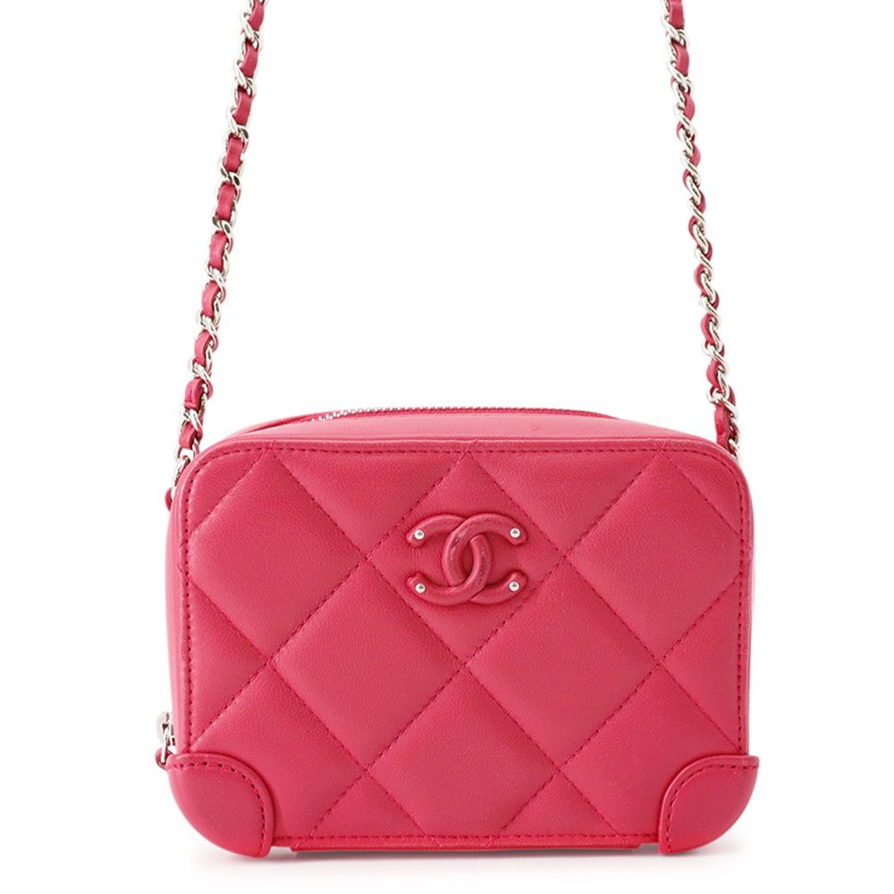 Chanel Chain Shoulder Bag Quilted CC Logo Lambskin