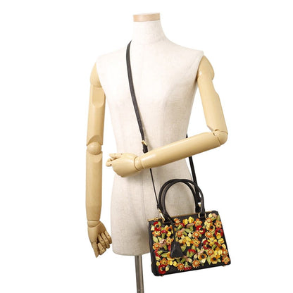 Prada Galleria Flower Saffiano 2-Way Shoulder Bag Black — view 5