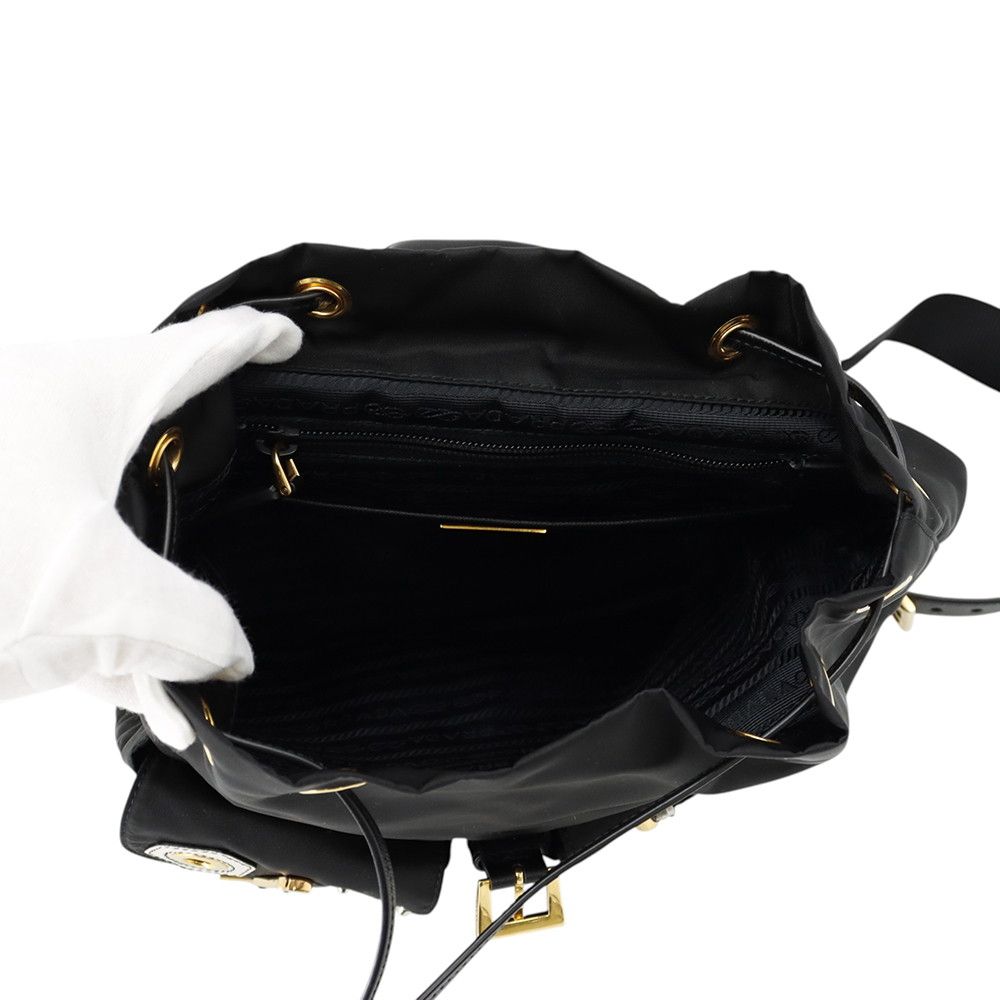 Prada Small Robot Nylon Backpack Black — view 5