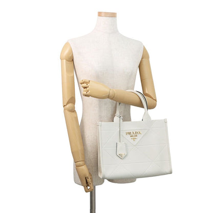 Prada Handbag Symbol Topstitch Small Leather 2-Way White — view 4