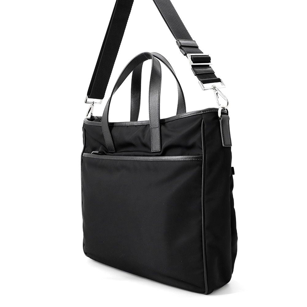 Prada Tote Business Nylon Leather 2-Way Shoulder Bag Black — view 2