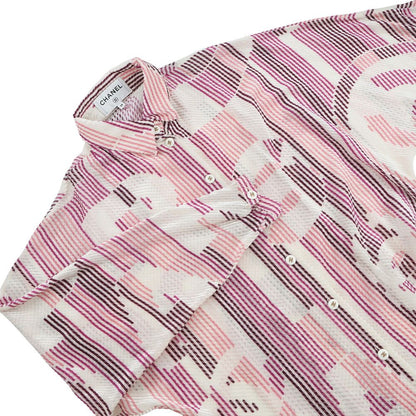 Chanel Shirt CC Logo Button Viscose Silk 38 Top Long Sleeve — view 3