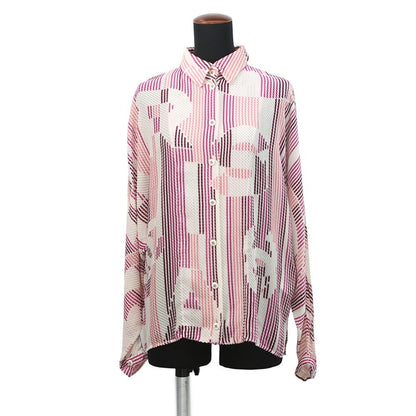 Chanel Shirt CC Logo Button Viscose Silk 38 Top Long Sleeve
