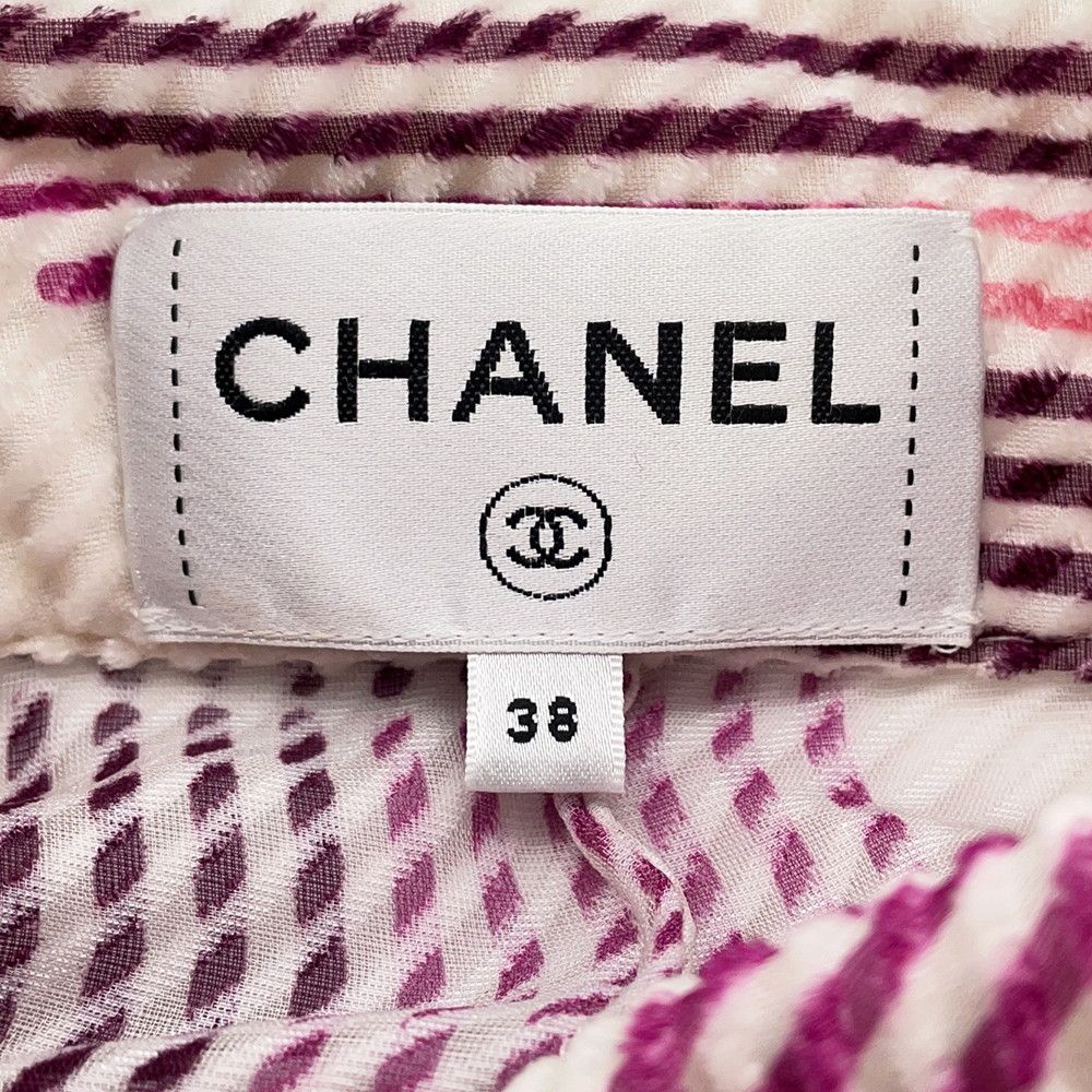 Chanel Shirt CC Logo Button Viscose Silk 38 Top Long Sleeve — view 5
