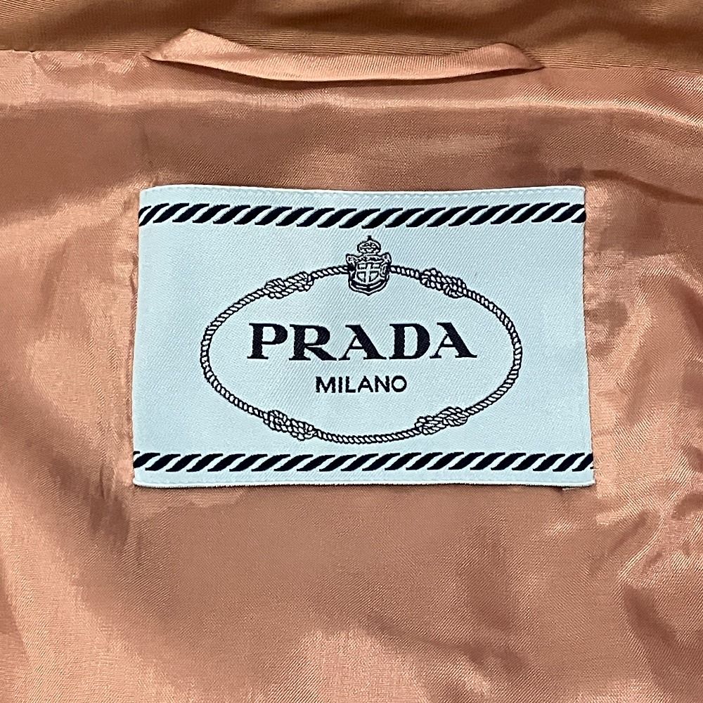 Prada Back Ribbon Stainless Steel Color Coat 36 Pink Beige — view 4