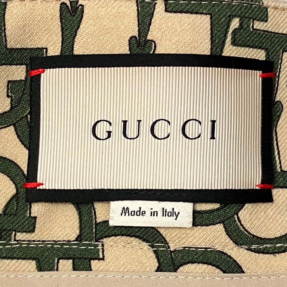 Gucci Cat Head Horsebit Pattern Culotte Pants 36 Beige Green — view 5