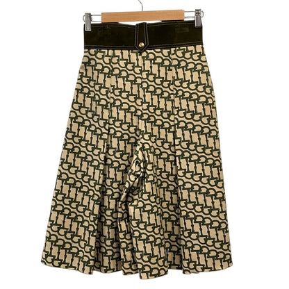 Gucci Cat Head Horsebit Pattern Culotte Pants 36 Beige Green — view 2
