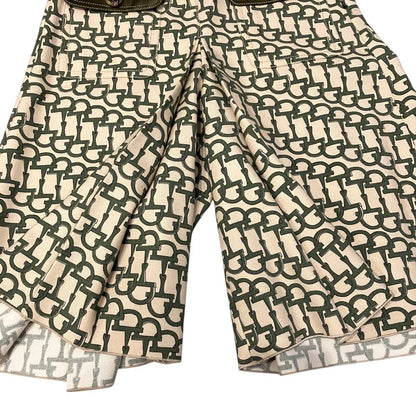Gucci Cat Head Horsebit Pattern Culotte Pants 36 Beige Green — view 4
