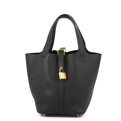 Hermes Handbag Picotin Lock PM Black Gold Taurillon Clemence