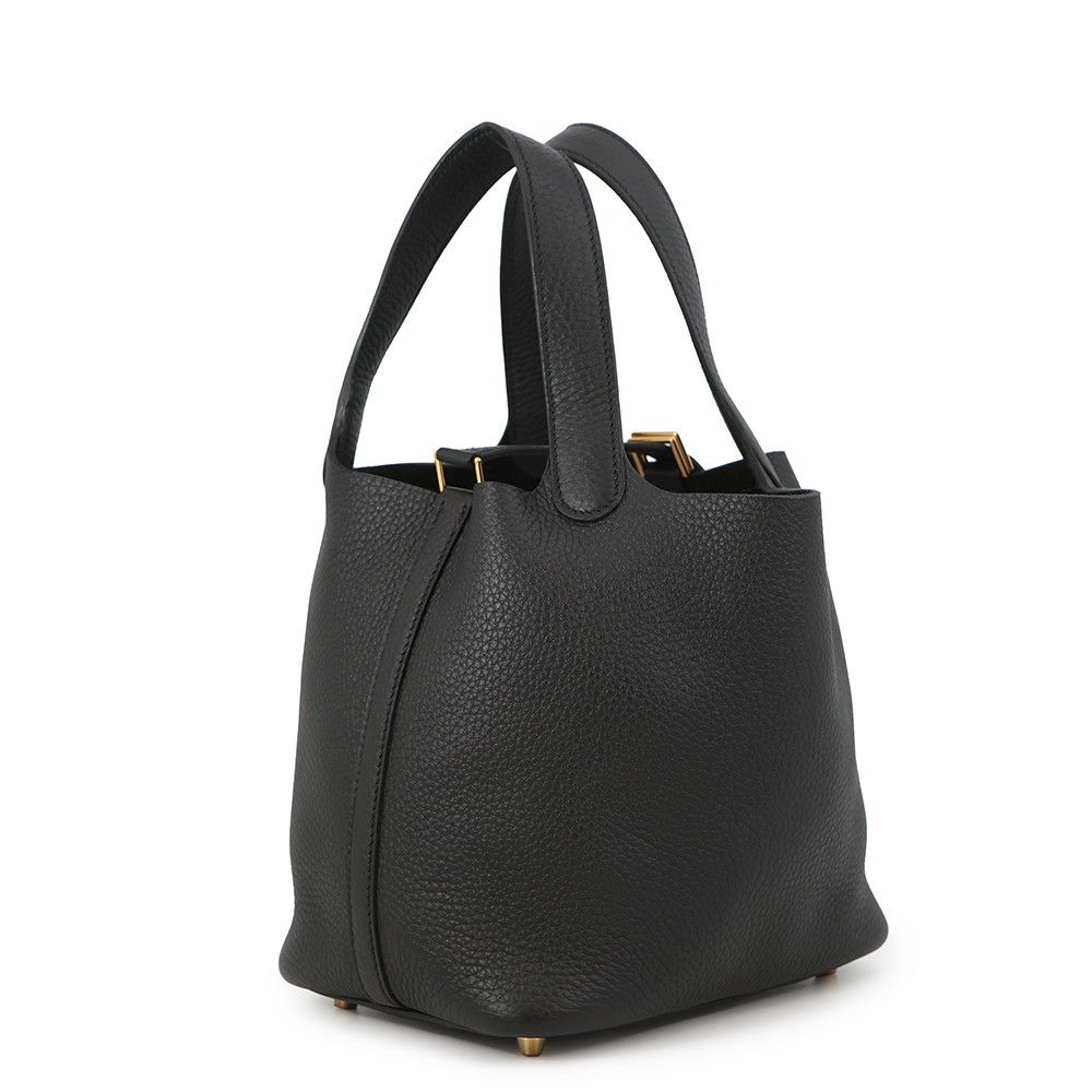 Hermes Handbag Picotin Lock PM Black Gold Taurillon Clemence — view 2