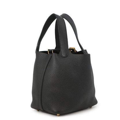 Hermes Handbag Picotin Lock PM Black Gold Taurillon Clemence — view 2