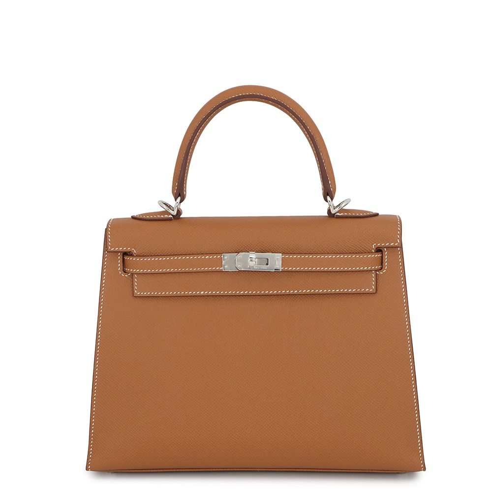 Hermes Handbag Kelly 25 Sellier Gold Silver Epsom 2-Way