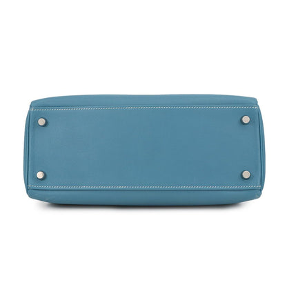 Hermes Handbag Kelly 28 Retourne Blue Jean Silver Bague Rain 2-Way — view 3