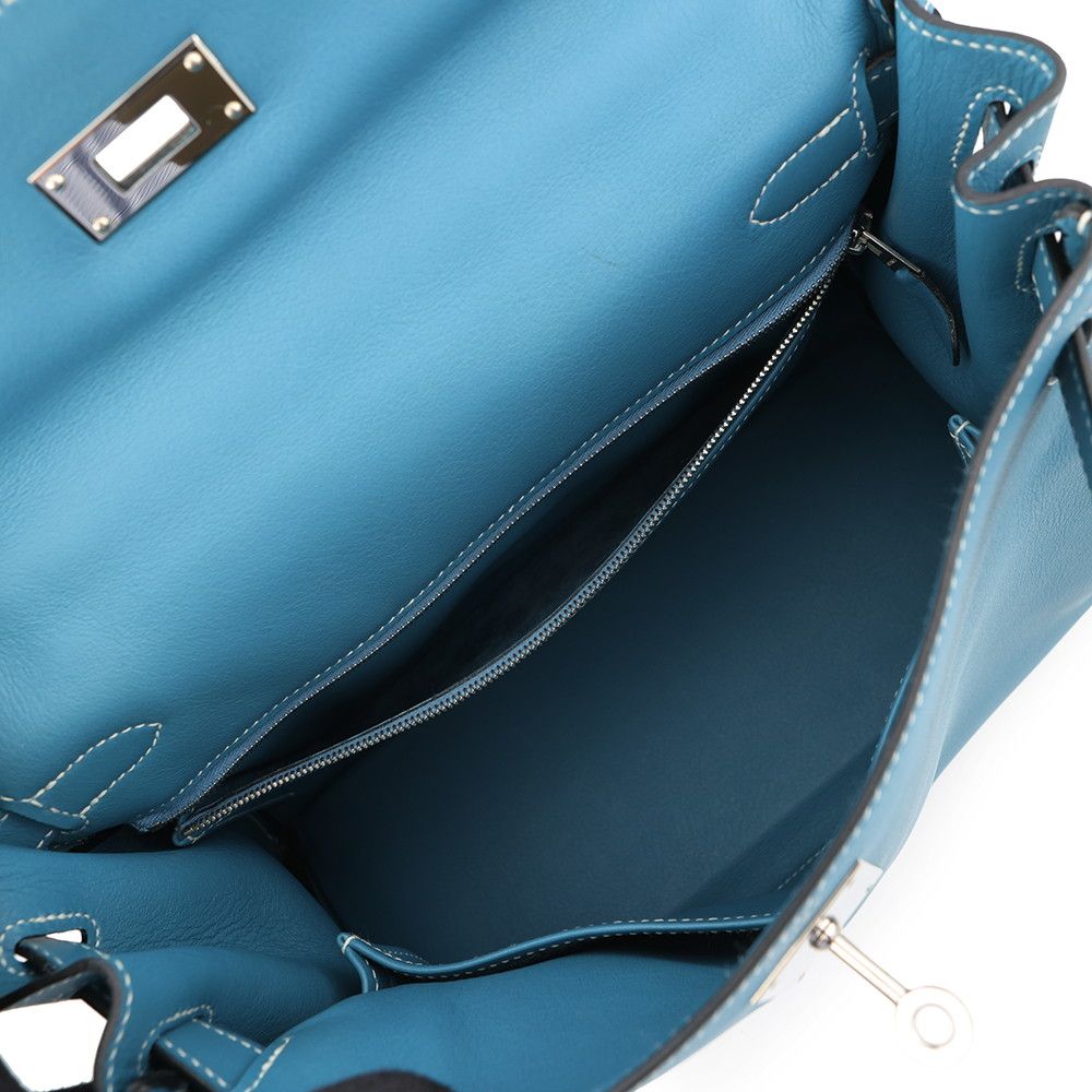 Hermes Handbag Kelly 28 Retourne Blue Jean Silver Bague Rain 2-Way — view 6